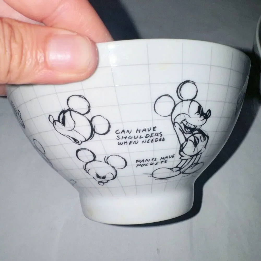 Disney Mickey Minnie Mouse Sketchbook Bowls Set 2 Ceramic Soup Cereal Salad